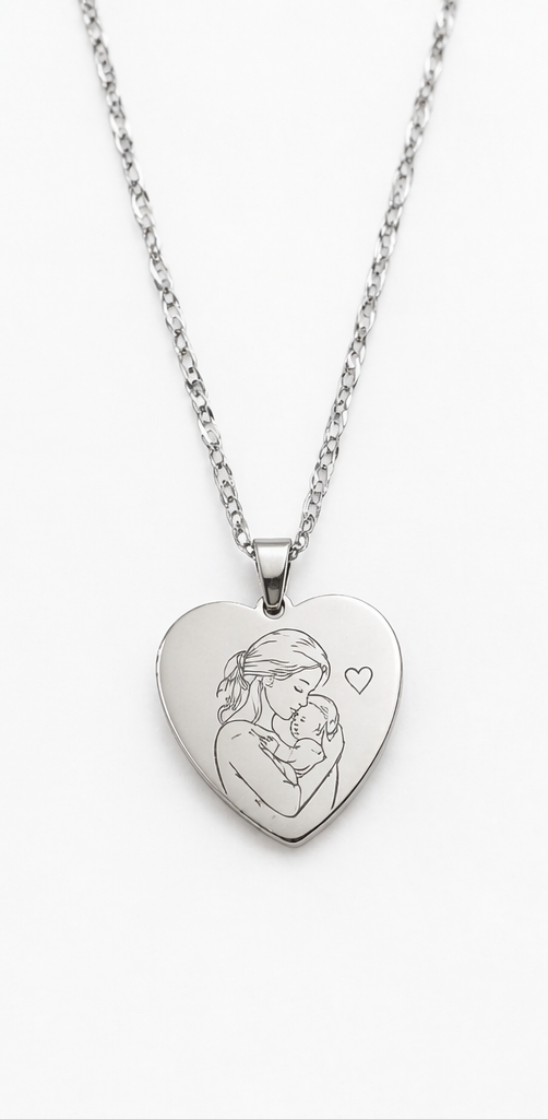 Collier cœur personnalisé gravé – Photo, texte ou date