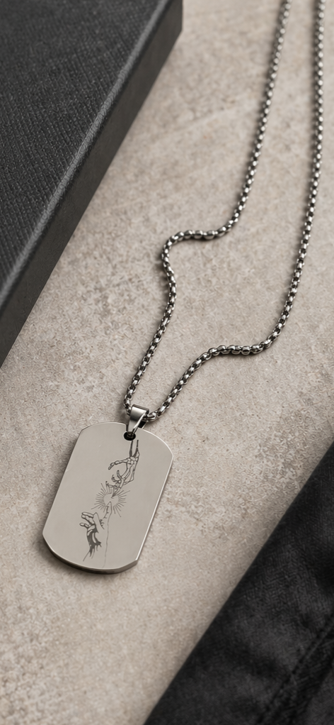 Collier homme personnalisé gravé – Texte, photo ou date