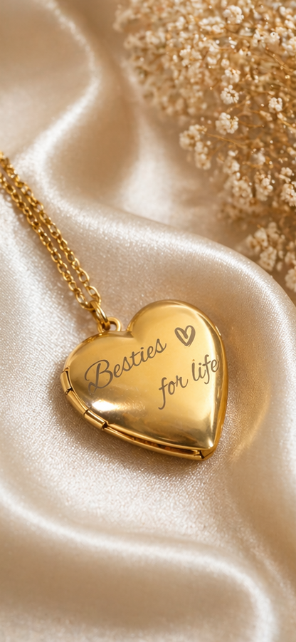 Collier cœur médaillon personnalisé – Photo & message gravé