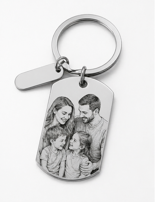 Porte-clé personnalisé avec photo gravée – Cadeau unique & émotionnel