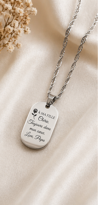 Collier personnalisé gravé – (photo, texte ou date)