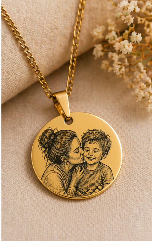 Collier personnalisé avec photo gravée – Bijou souvenir unique