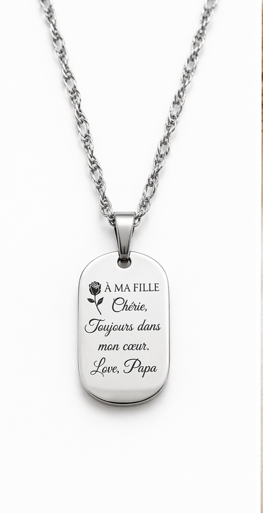 Collier personnalisé gravé – (photo, texte ou date)