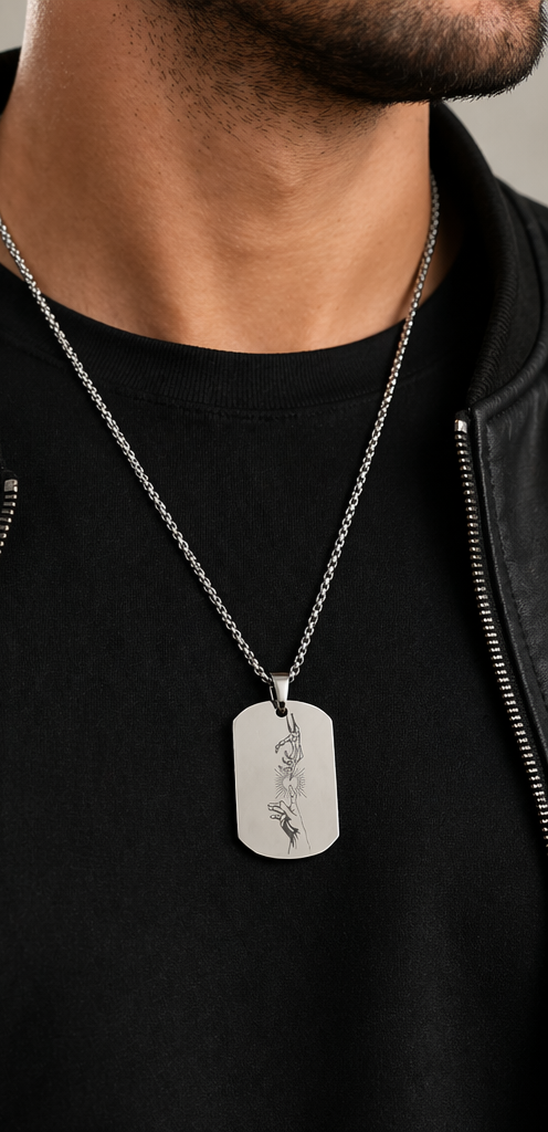 Collier homme personnalisé gravé – Texte, photo ou date
