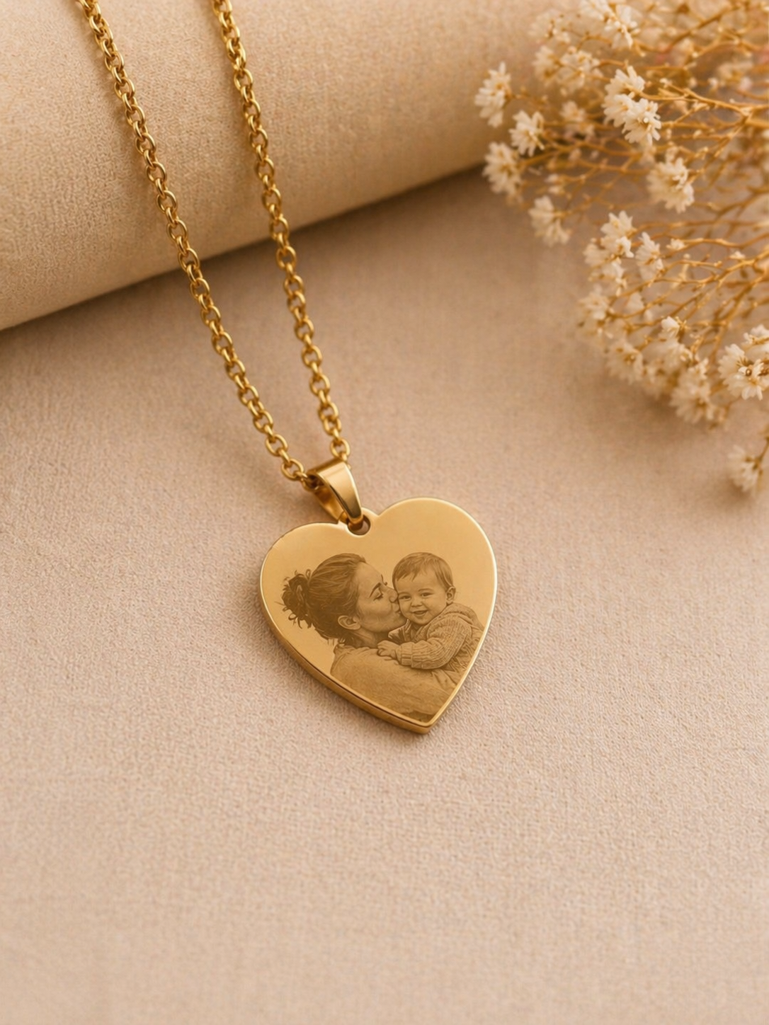 Collier cœur personnalisé - gravure photo, texte, symboles.