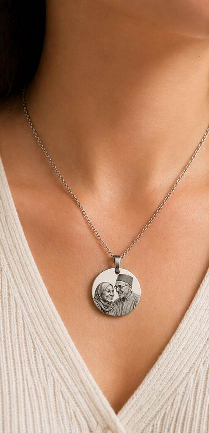 Collier argenté personnalisé gravée