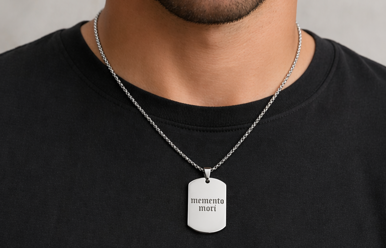 Collier homme personnalisé gravé – Texte, photo ou date