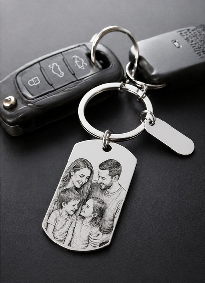 Porte-clé personnalisé avec photo gravée – Cadeau unique & émotionnel