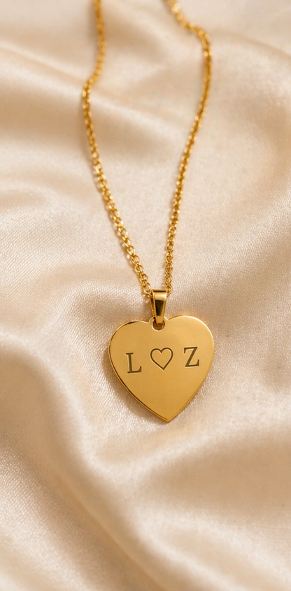 Collier cœur personnalisé - gravure photo, texte, symboles.